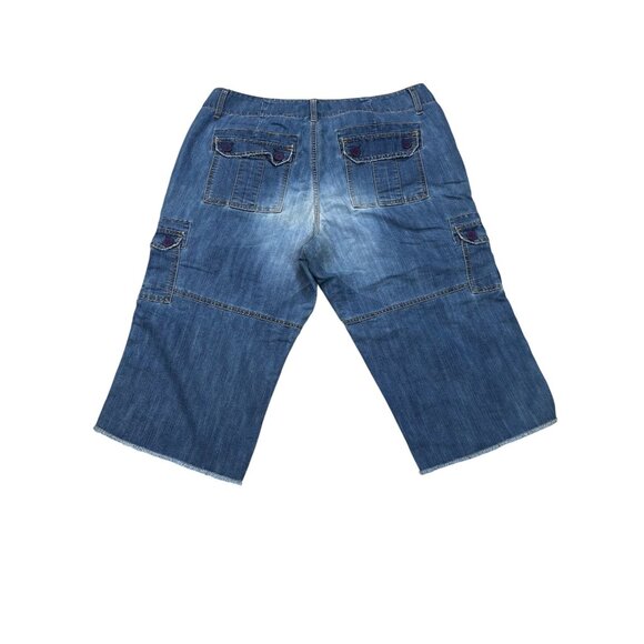 Avenue Jeans Denim Cargo Bermuda Shorts Size 16 Blue Mid-Rise Relaxed Fit - Picture 2 of 9